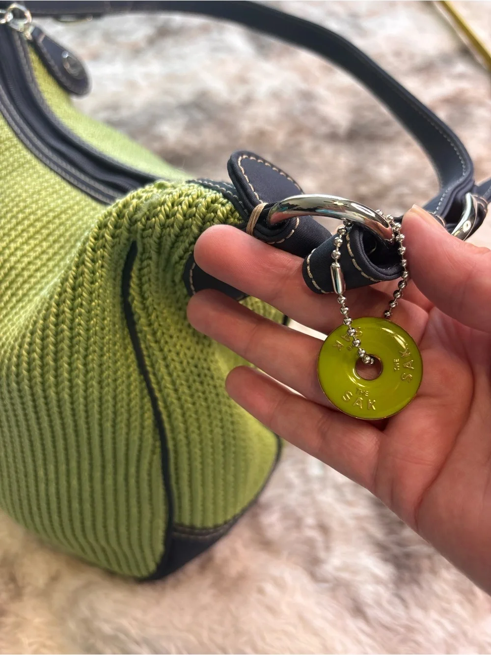 The Sak Green and Yellow Printed Interior Hobo